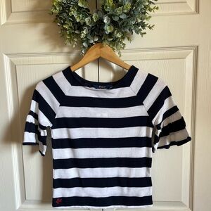 NWT Polo Ralph Lauren navy blue & white striped girls size M 8/10 shirt